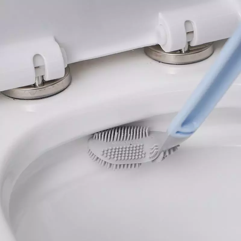Escova de limpeza de banheiro de cabo longo, escova de banheiro de silicone de golfe, sem ponta morta, escova de limpeza de parede com base antivazamento