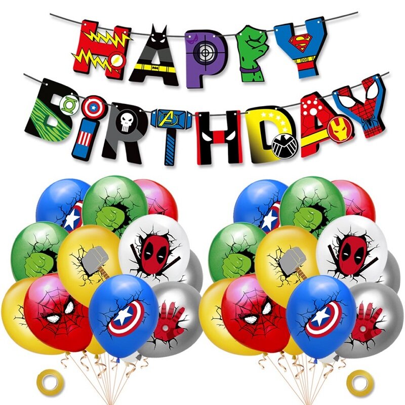 Conjunto de globos de superhéroes de Marvel, pancarta de Spiderman para fiesta de cumpleaños, decoración para fiesta de cumpleaños para niños, juguetes para regalos para niños