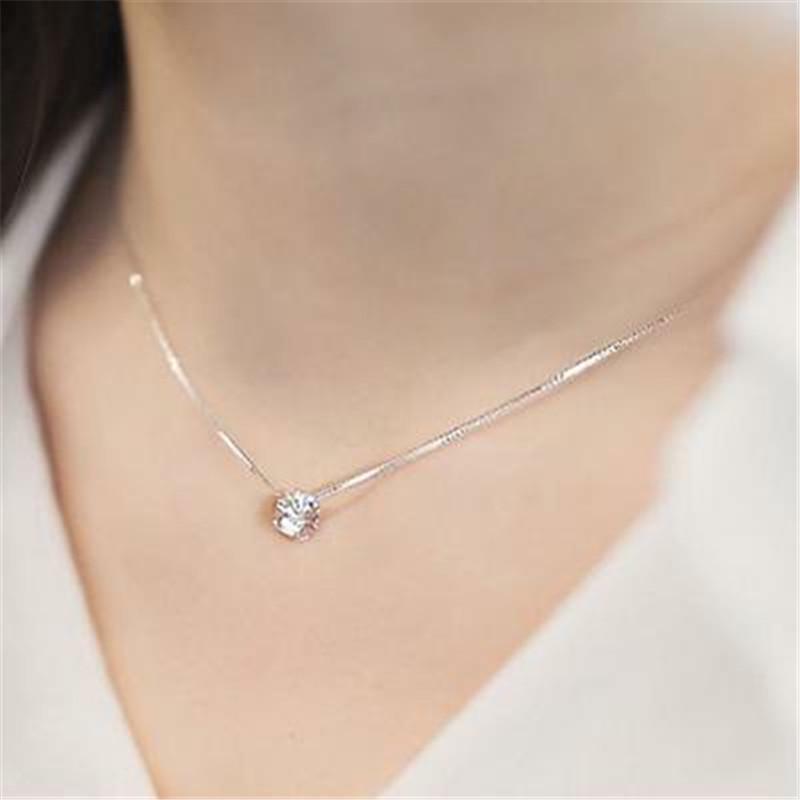 FDLK collana girocollo semplice con strass moda donna gioielli con catena Color argento con strass brillanti