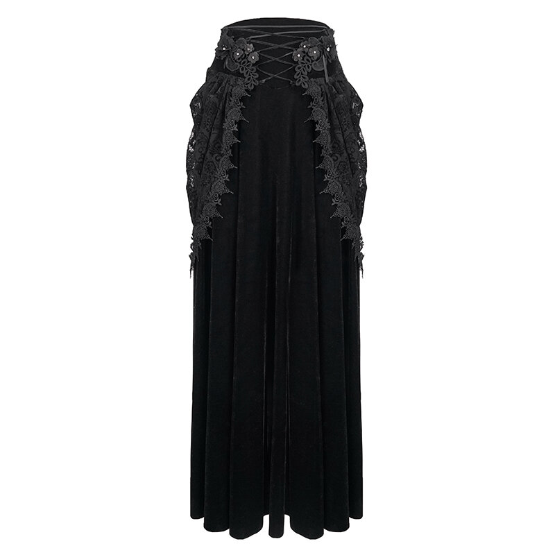 Falda de terciopelo de estilo gótico Medieval, falda larga de doble capa con correa cruzada para banquete y Noche