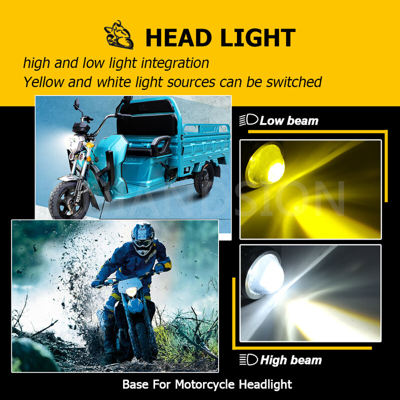 RUIANDSION 1Pcs BA20d H6 P45T R2 H4 HB2 HS1 P43T 9003 Motorcycle Headlight Moped Car Headlamp CSP White Yellow Switchback 12-80V
