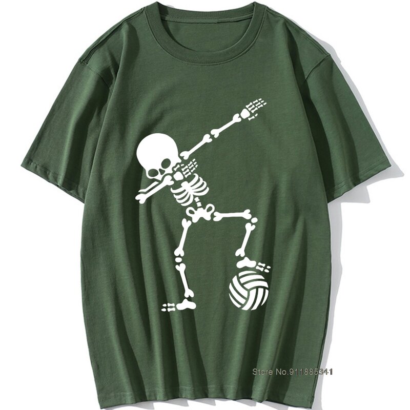 Camiseta de Dab Dabbing para hombre, camisa de voleibol con esqueleto, informal, de algodón, manga corta, divertida