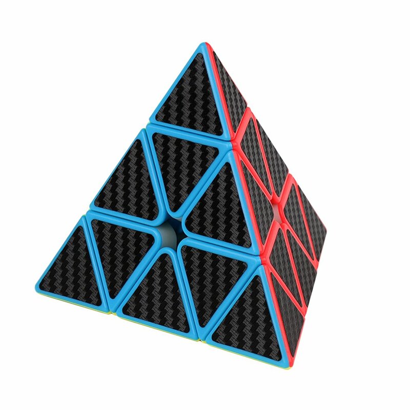 Cubo mágico en forma de pirámide para niños, cubo mágico de fibra de carbono, Serie de pegatinas, cubo mágico, juguetes educativos