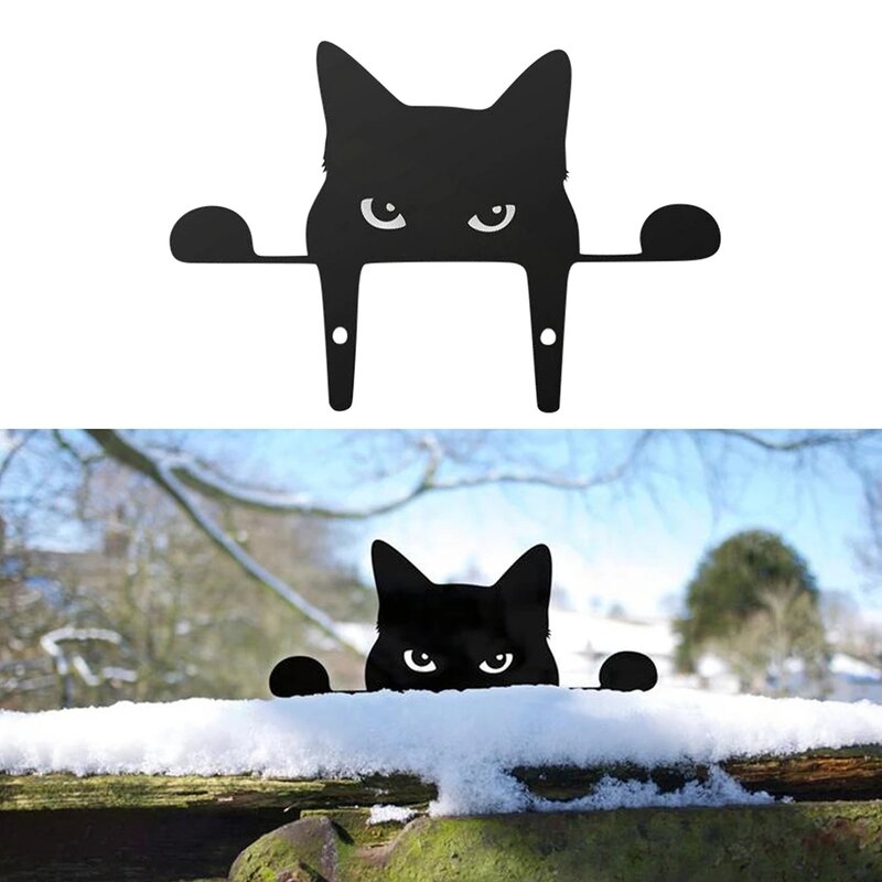 Akrylowy trawnik czarny kot Metal podglądający kot kot ogród rzeźba prezenty ogród dom zwierzęta Yard Art ogród dekoracja rzeźba