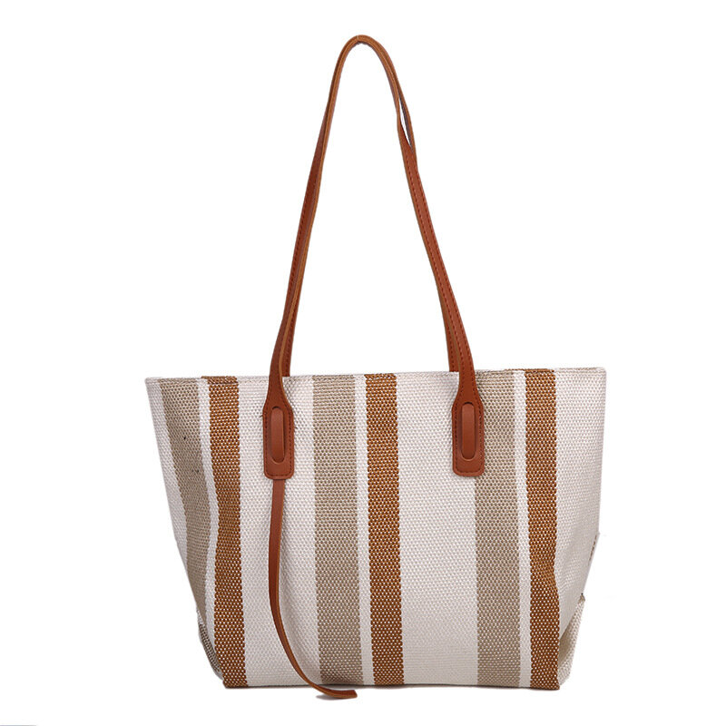 Fashion Large Capacity Canvas Tote Bag Women Shopper Bag 2021 Check Pattern Handbag Zipper Travel Shopping Bag