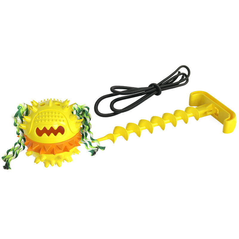 Pet corda bola de treinamento ao ar livre brinquedo cão molar dentes mordida resistente brinquedo pet interativo ao ar livre formação puxar corda bola com potência