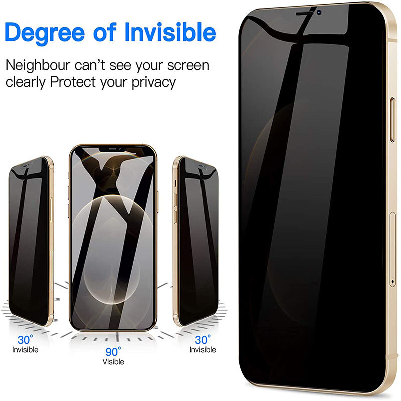 1-4 pces 30 graus protetores de tela de privacidade para iphone 11 pro max 12mini anti-spy vidro protetor para iphone xs xr x 7 plus