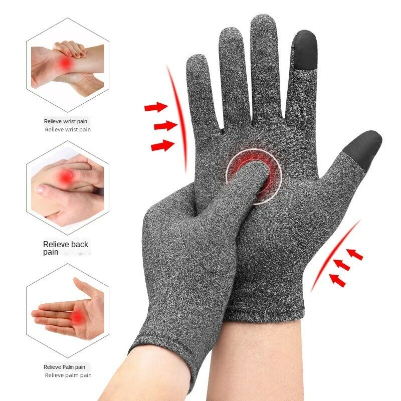 การบีบอัด Full Finger ถุงมือสีชมพูสายรัดข้อมือ Finger บรรเทาอาการปวดถุงมือบำบัด Relax Care เครื่องมือถุงมือถุงมือสีชมพู