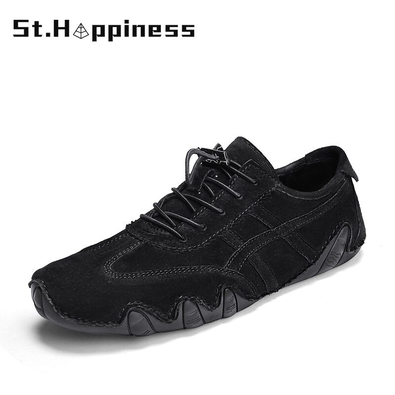 2021 New Men Shoes Leather Casual Shoes Fashion Slip On Driving Shoes Outdoor Breathable Flat Shoes Loafers Moccasins Big Size