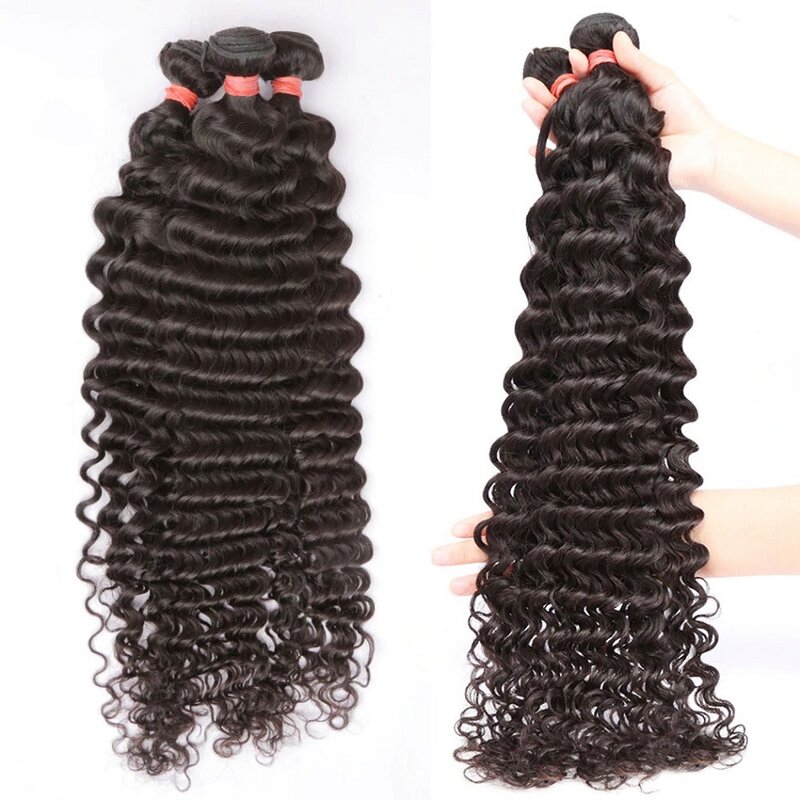 Onda profunda feixes de cabelo humano 1/3/4 malaio longo onda profunda encaracolado remy tecer cabelo humano pacote ofertas extensão do cabelo para as mulheres