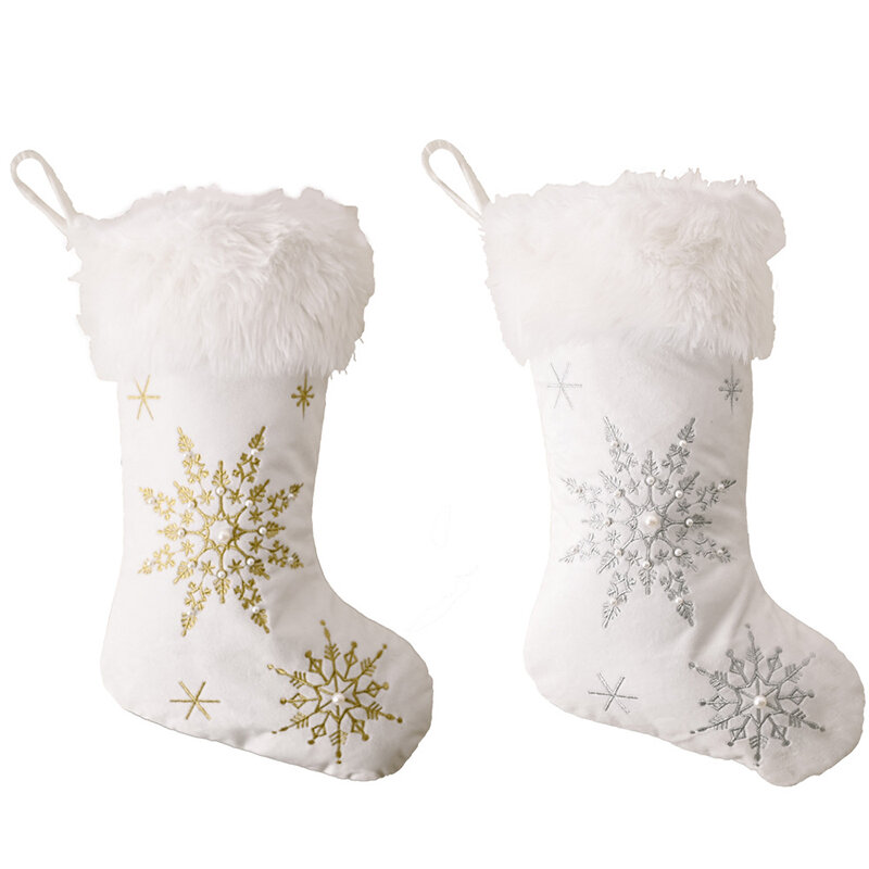 Calze natalizie bellissime calze appese ricamate per la decorazione natalizia della famiglia H9