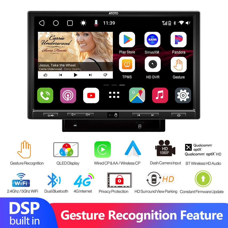 Dual Bluetooth Android 10.0 Car Radio Touch Screen 2 Din Android 2.4G/5G Wifi Multimedia Video Player Carplay GPS Map Navigation