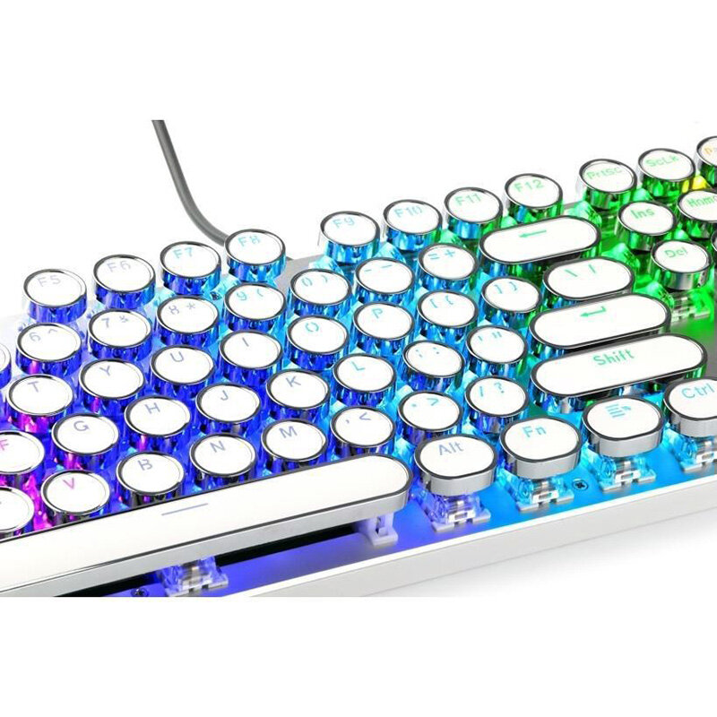 Teclas mecánicas con elegante teclado LED para juegos, máquina de escribir Steampunk, tapa de tecla redonda, 104 teclas para reproductor con clase retroiluminado, estilizado