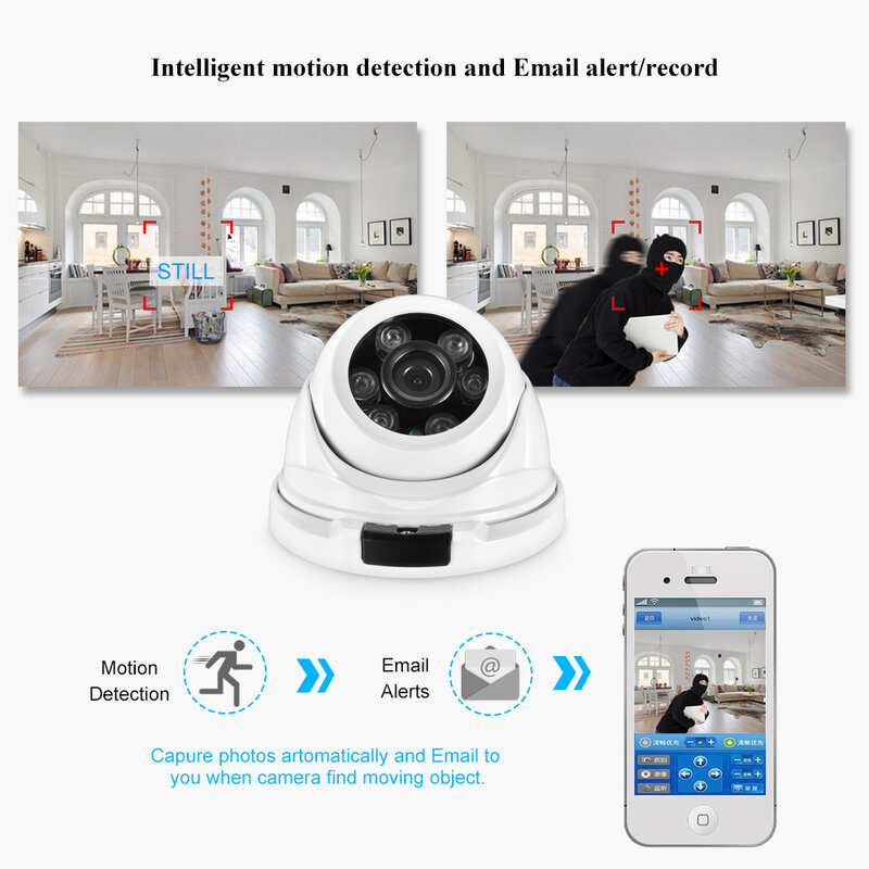 AZISHN 2.8mm Lens Wide Angle AI Motion Detection Camera H.265+ POE HD Outdoor Waterproof 8MP 5MP CCTV ecurity Camera