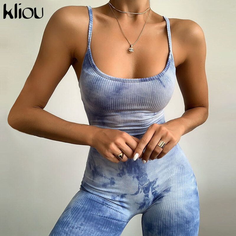 Kliou camisole women summer clothes backless romper sleeveless playsuit ropa de mujer bandage playsuit rompers skinny streetwear