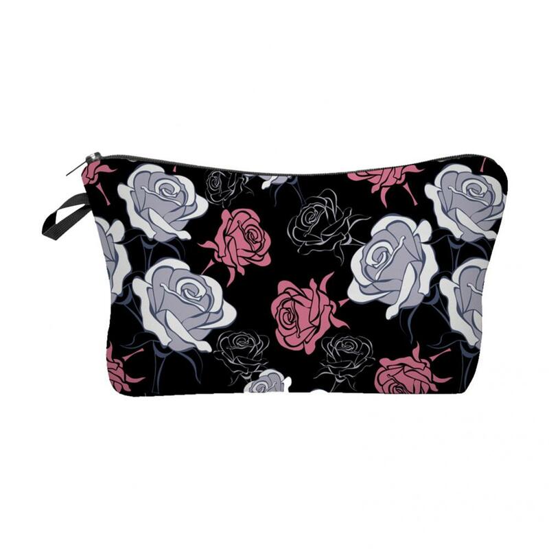 Bolsa de viagem feminina saco de cosméticos durável requintado à moda 3d impressão multiuso batons bolsa
