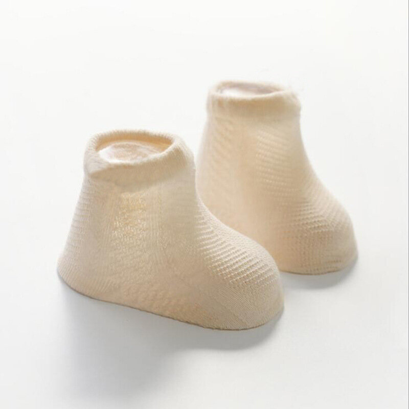 Primavera verão meias do bebê recém-nascido 100% algodão cor sólida respirável malha meias curtas para crianças infantis meninas meninos da criança meias