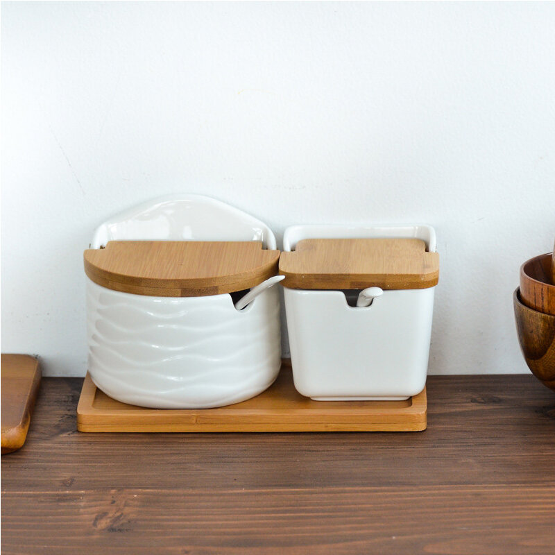 Creative European ceramic flip seasoning jar cruet salt kitchen supplies seasoning box seasoning pot
