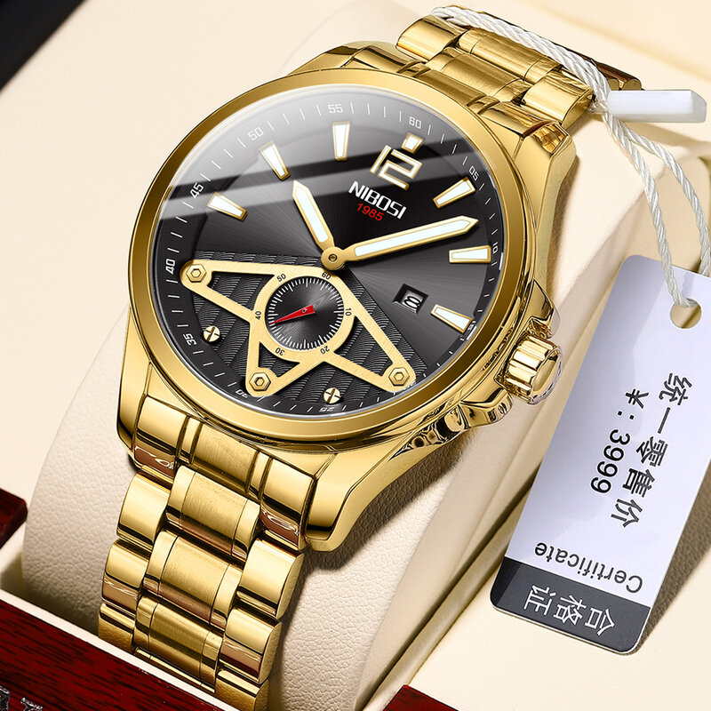 Nibosi 2022 novo relógio de quartzo esporte relogio masculino cronógrafo militar do exército relógios relógio masculino criativo relógio de ouro