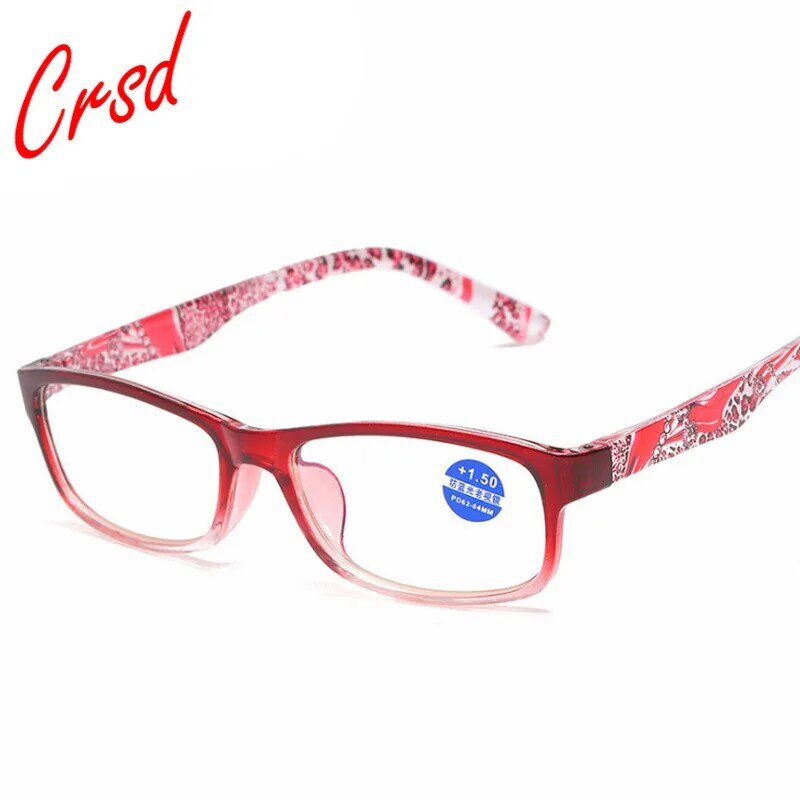 Fashion Baru Jelas Membaca Kacamata Bunga Dicetak Kacamata Anti Blue-Ray Unisex Kacamata + 1.0 + 1.5 + 2.0 + 2.5 + 3.0 + 3.5 + 4.0