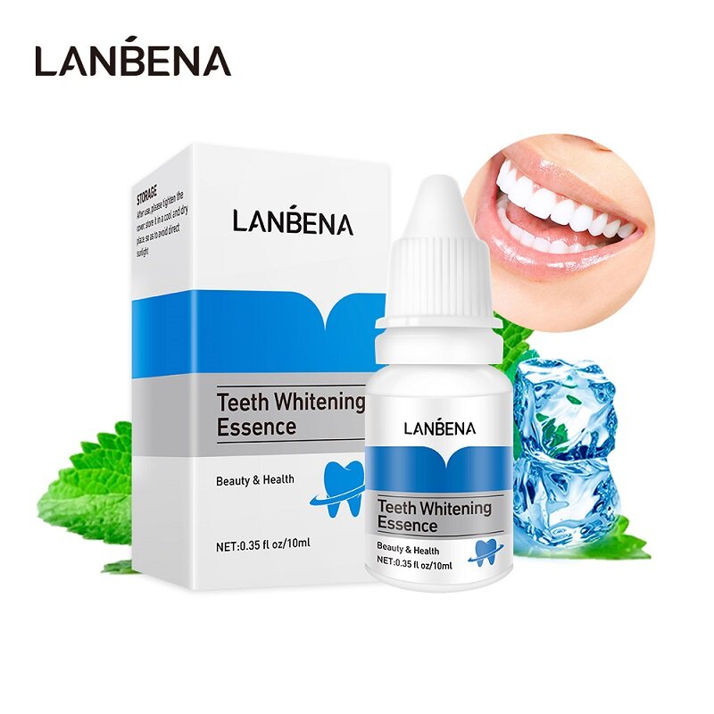 LANBENA Teeth Whitening Essence With Swabs Teeth Brightening Bleaching Serum Oral Hygiene Cleaning Liquid Remove Plaque Stains