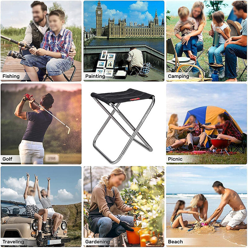 Tabouret de Camping pliable, chaise ultralégère et Portable, pour voyage, randonnée, pêche, plein air