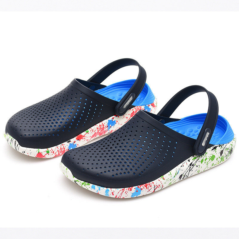 Sandalias con agujeros para Hombre y mujer, zuecos de goma EVA, calzado para jardín informal, color negro, playa, verano, 2021