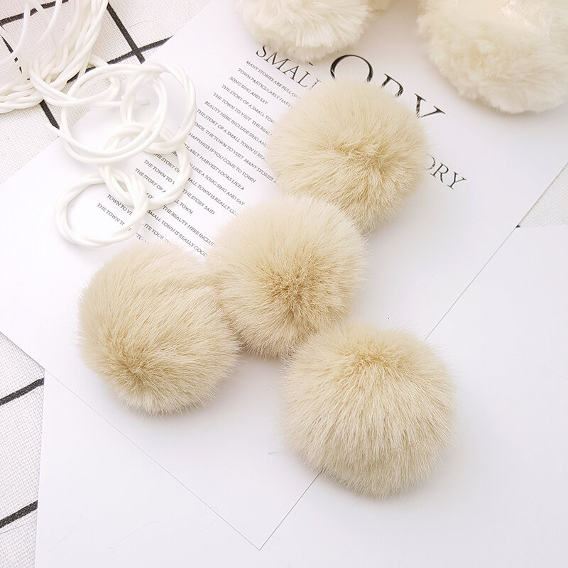 Lavida F21 4pcs 5cm Faux Mink Fur PomPoms Ball with Loops/DIY Shoes Clothing Hat Keychain Materials Accessories/Jewelry Findings
