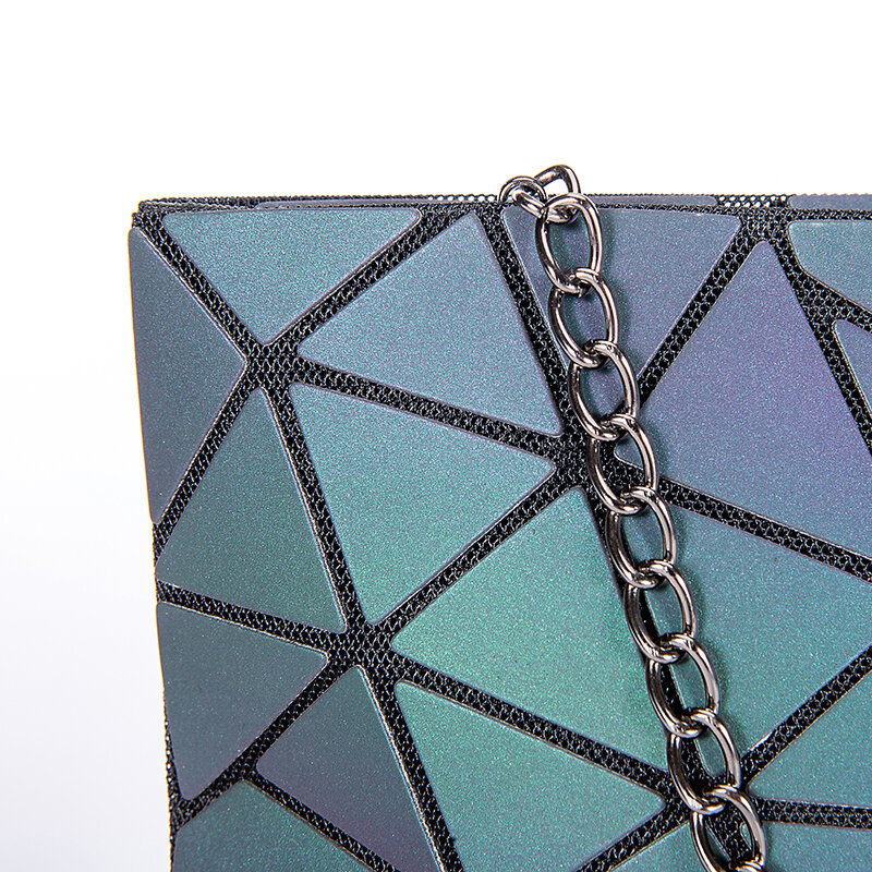 Crocrogo – sac à main géométrique lumineux pour femmes, sacs à bandoulière de marque pour filles, sacs à main réfléchissants pour cosmétiques, sacoche avec chaîne en métal