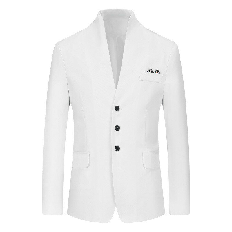 Traje informal con cuello levantado para hombre, chaqueta de talla grande, color blanco, rosa, negro y blanco