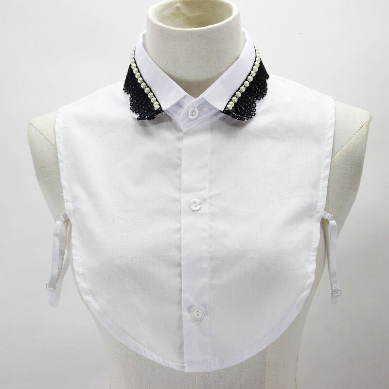 Lady Quality Shirt Collar Lace Dickie Lapel Diamond Pearl Decoration Fake Collar detachable