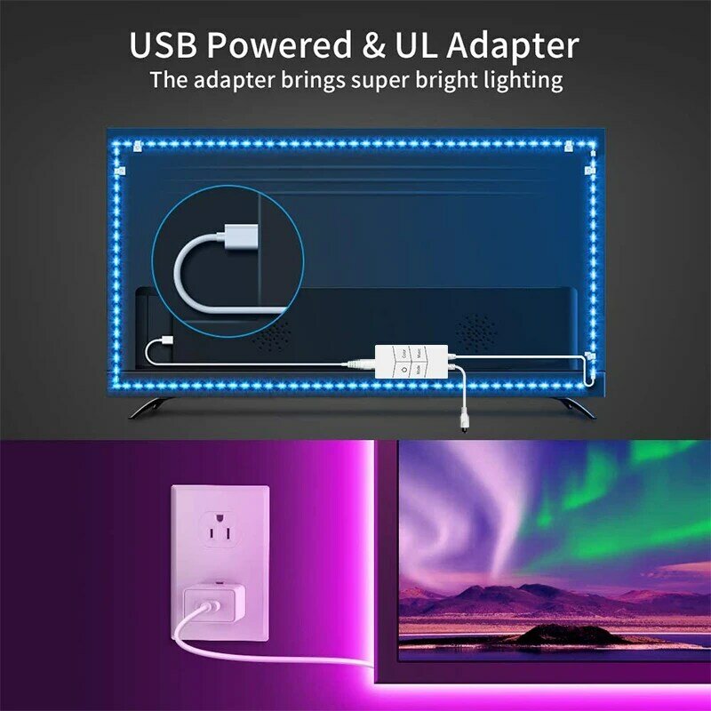 Bande lumineuse Led USB Alexa 5050 RGB, wi-fi intelligent, synchronisation de musique, contrôle par application, changement de couleur