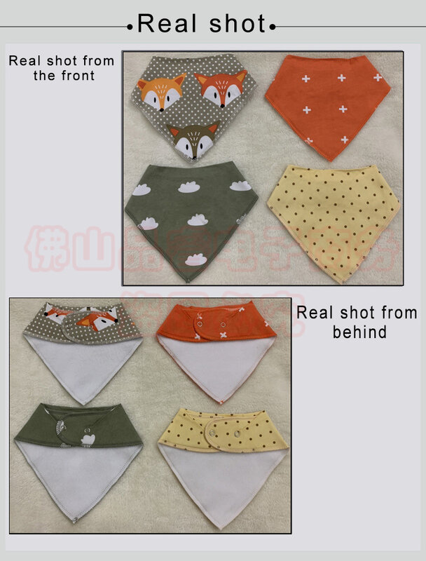 Dreieck Speichel Handtuch, 4 Packs, Reine Baumwolle, Wasserdicht, Doppel-Schicht Baby Bib