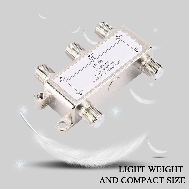 4 Way Satellite/Antenna/Cable TV Splitter Distributor 5-2400MHz F Type SP-04  Wholesale dropshipping Splitter Home Tv Equipments