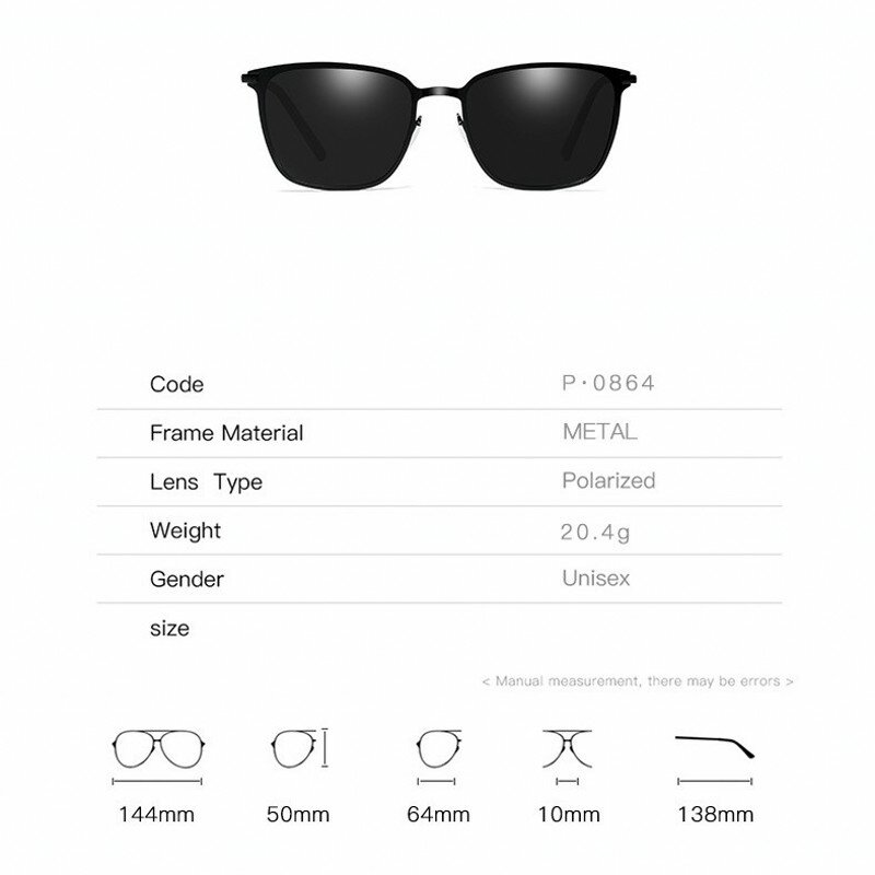 Óculos de sol polarizado para homens e mulheres, óculos de liga metálica quadrada, design de marca vintage, proteção uv400