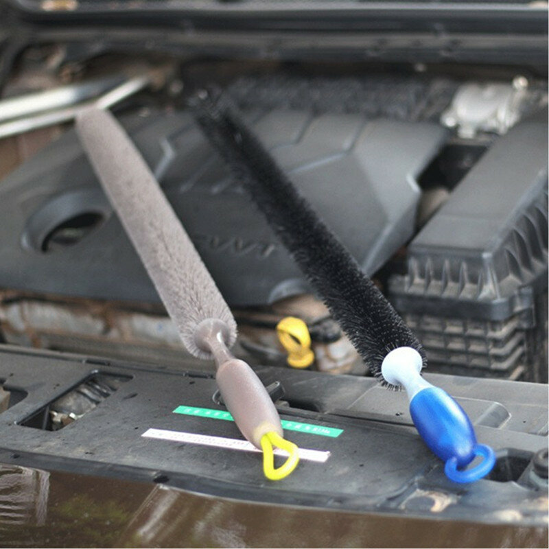 Engine Compartment Brush Long Flexible Strong Detergent with Comfortable Handle for Car Cleaning Auto Clean Washing Detailing