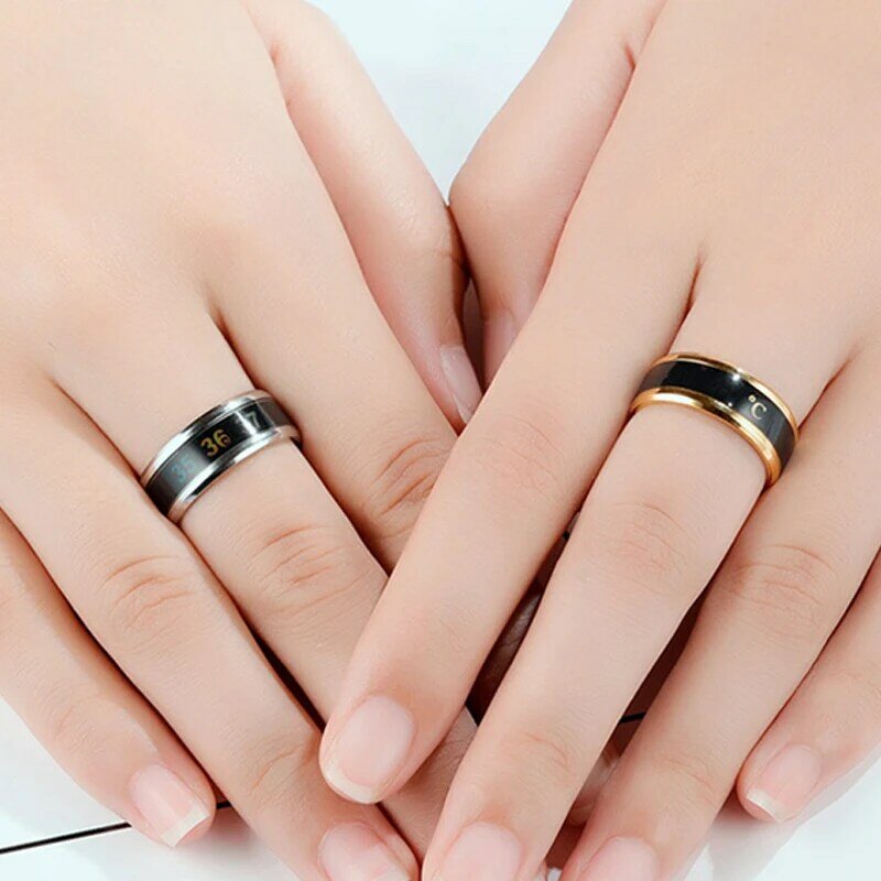 Anel de dedo lnrcoc, anel de dedo para teste de temperatura em tempo real, moderno, aço inoxidável, sensor inteligente, anel de temperatura de corpo
