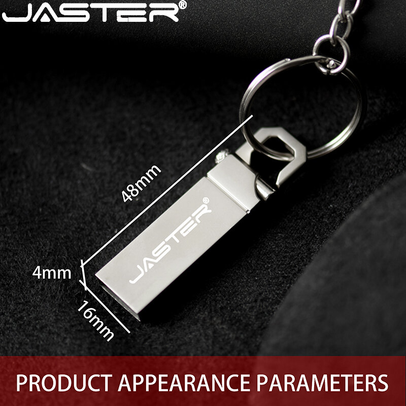 JASTER modelo Memory stick USB flash drive de Metal mosquetão Prata Pen drive pendrive logotipo personalizado Prata 32GB 64GB presente do Negócio