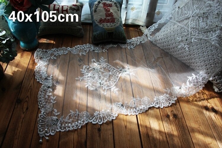 European Mesh Water Soluble Embroidery Beaded Luxury Tablecloth Hotel Home Table Flag Pad Small Balcony Coaster Decoration Cloth