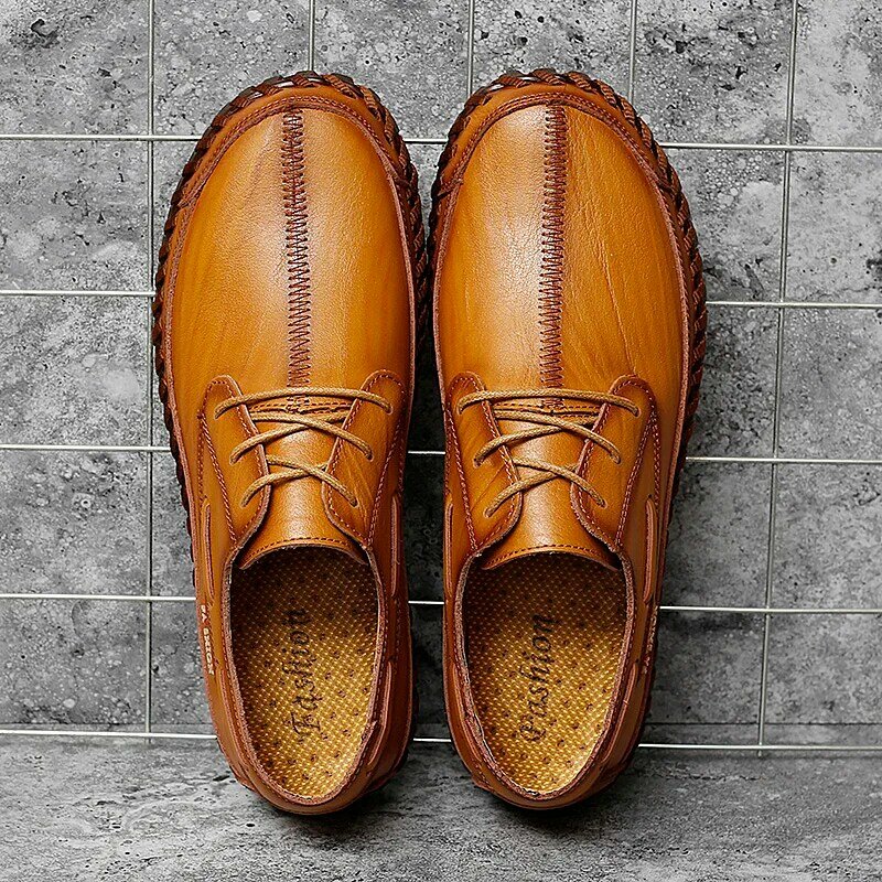حذاء فاخر Zapatos Hombre أحذية الربيع Cuero جلد الرجال Zapatillas الأسود موضة أحذية رياضية شبكة رجالي الصنادل
