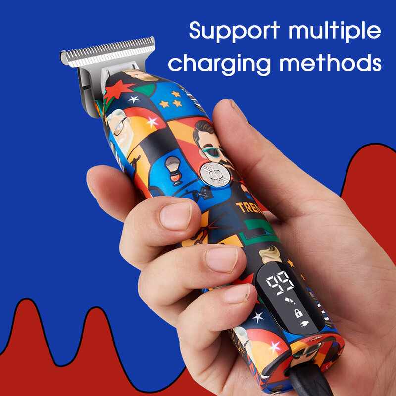 Boi LED Smart Display Graffiti Pemangkas Rambut Profesional USB Pengisi Daya Mesin Pemotong Rambut Listrik Portabel untuk Pria