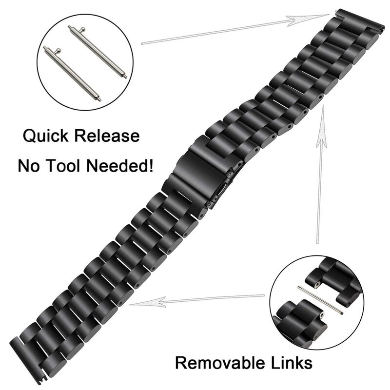 Conjuntos de cinta para samsung galaxy watch 3 banda 20mm 22mm sólido aço inoxidável pulseira para galaxy watch 41mm 45mm malha loop cintas