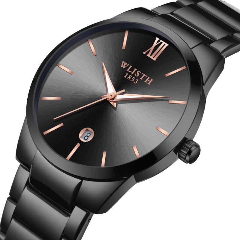 Relógio de pulso masculino, relógio de quartzo de marca simples à prova d'água de aço casual de alta qualidade para homens 2020