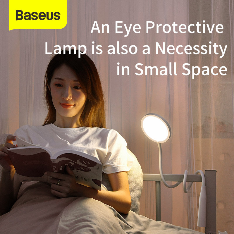 Baseus mangueira flexível lâmpada de mesa dobrável regulável toque candeeiros de mesa universal 4000k proteção para os olhos lâmpada estudo led mesa luz