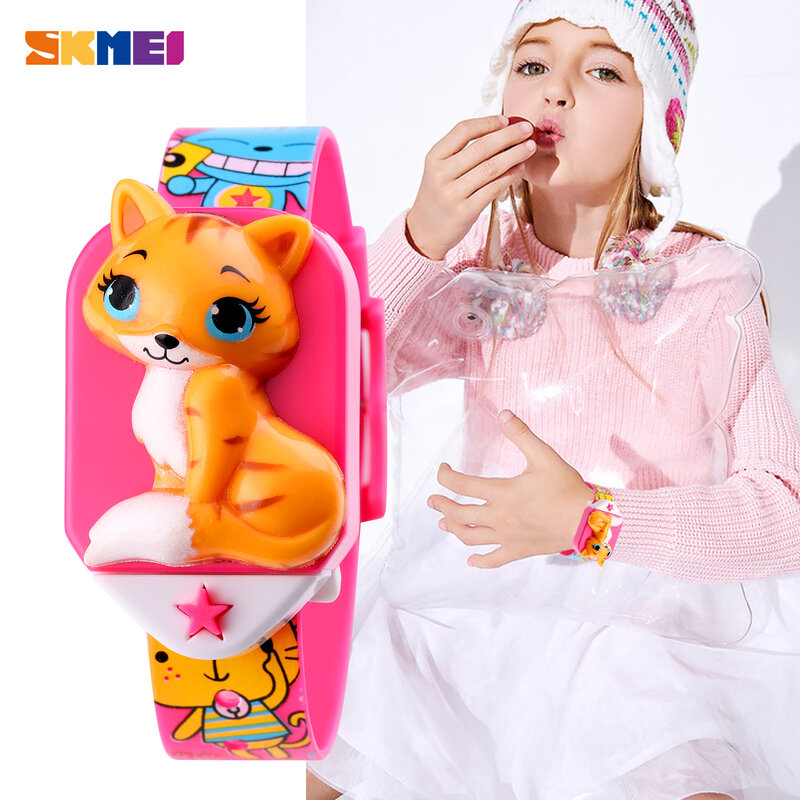 만화 사랑스러운 아이 시계 SKMEI 브랜드 소녀 디지털 시계 캐주얼 미니 동물 손목 시계 방수 시계 어린이 Masculino