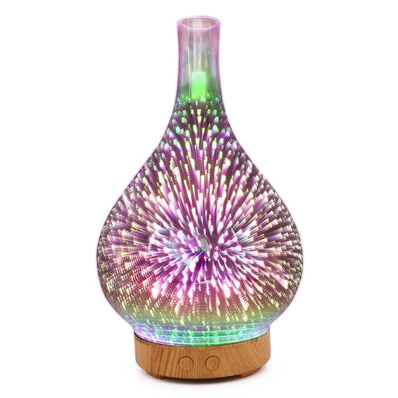 Electric Humidifier Stardust Oil Diffuser Glass Colorful Vase Humidifier Home 3D Mini Aromatherapy Machine Night Light Hot