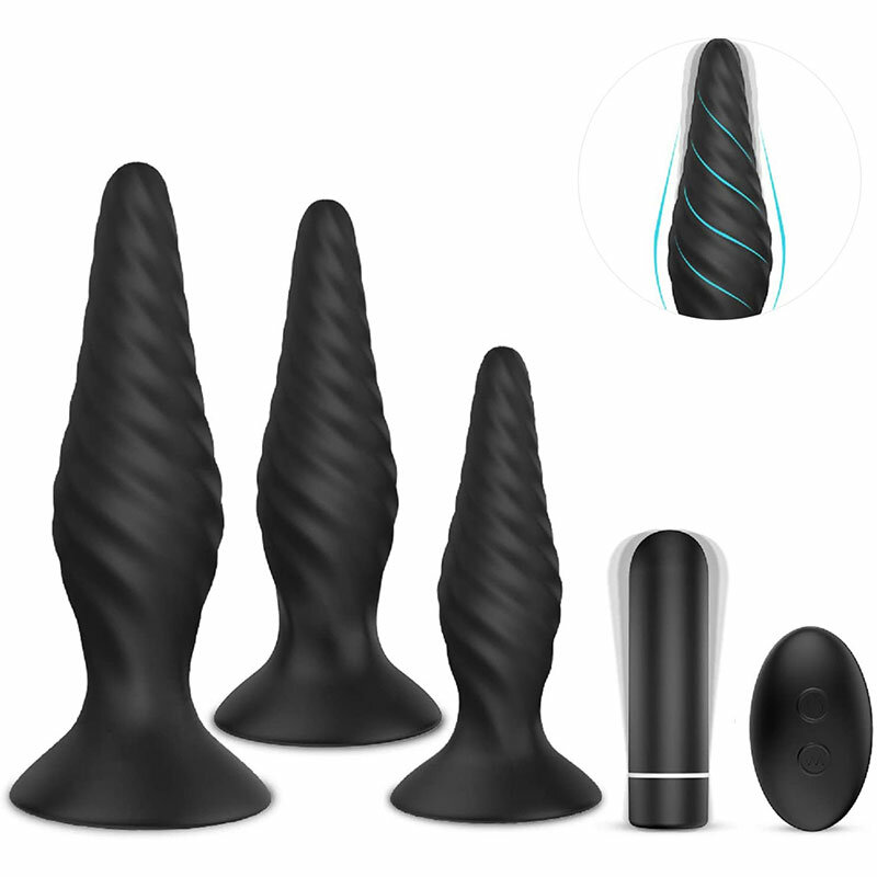 Butt plug conjunto de treinamento sem fio anal plugues vibrador trainer kit com controle remoto próstata massageador brinquedos sexuais para iniciantes