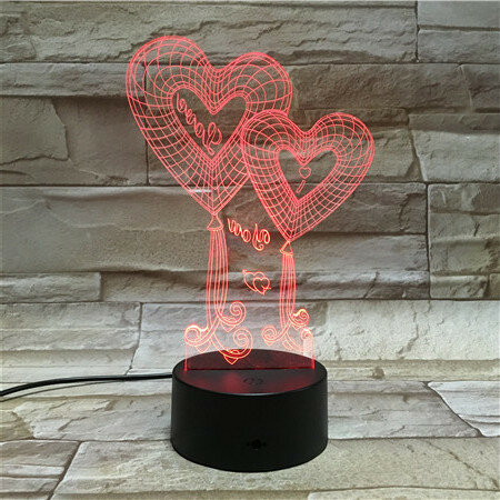 Luz de mesa em 3d com sensor de toque, formato de coração, luz noturna, 7 cores, para decoração de casa, escritório, presente de natal, amantes 10