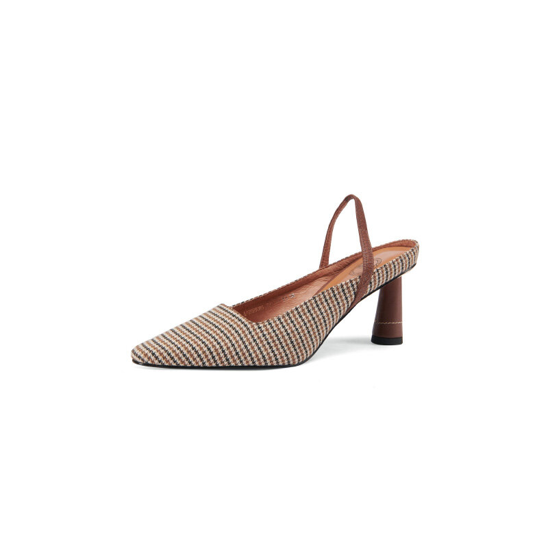 Женские босоножки из ткани «гусиная лапка» в стиле ретро, 22-24,5 см, летние туфли, обувь Muller, женские босоножки на высоком каблуке с круглым нос...