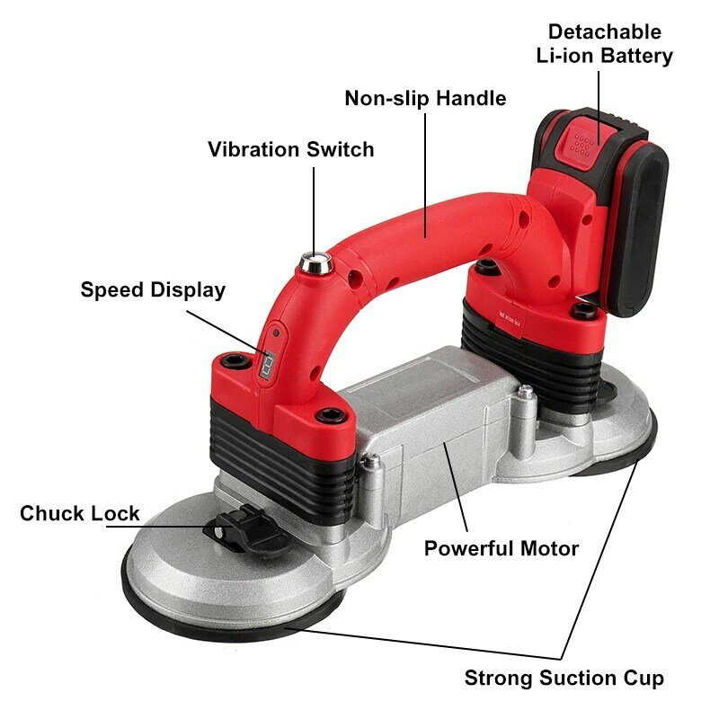 60-120mm 1500W Tiling Tiles Machine Tiles Vibrator 5 Speed Adjustable Automatic Floor Vibrator Leveling Tool With Battery